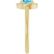 14K Yellow Natural Aquamarine & 1/10 CTW Natural Diamond French-Set Halo-Style Ring