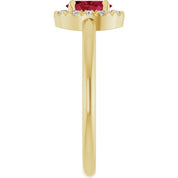 14K Yellow Natural Ruby & 1/10 CTW Natural Diamond French-Set Halo-Style Ring