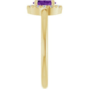 14K Yellow Natural Amethyst & 1/10 CTW Natural Diamond French-Set Halo-Style Ring