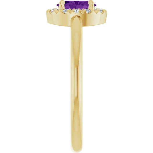 14K Yellow Natural Amethyst & 1/10 CTW Natural Diamond French-Set Halo-Style Ring