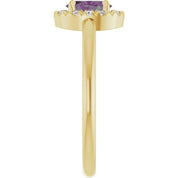 14K Yellow Lab-Grown Alexandrite & 1/10 CTW Natural Diamond French-Set Halo-Style Ring