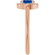 14K Rose Lab-Grown Blue Sapphire & 1/10 CTW Natural Diamond French-Set Halo-Style Ring