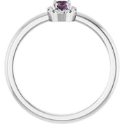 Sterling Silver Lab-Grown Alexandrite & .05 CTW Natural Diamond French-Set Halo-Style Ring