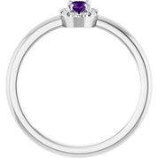 Sterling Silver Natural Amethyst & .05 CTW Natural Diamond French-Set Halo-Style Ring