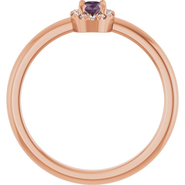 14K Rose Lab-Grown Alexandrite & .05 CTW Natural Diamond French-Set Halo-Style Ring