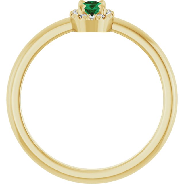14K Yellow Natural Emerald & .05 CTW Natural Diamond French-Set Halo-Style Ring