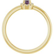 14K Yellow Lab-Grown Alexandrite & .05 CTW Natural Diamond French-Set Halo-Style Ring