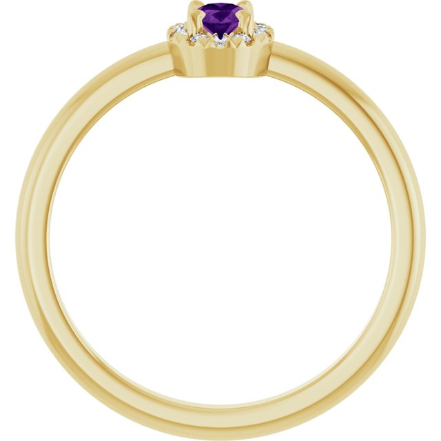 14K Yellow Natural Amethyst & .05 CTW Natural Diamond French-Set Halo-Style Ring