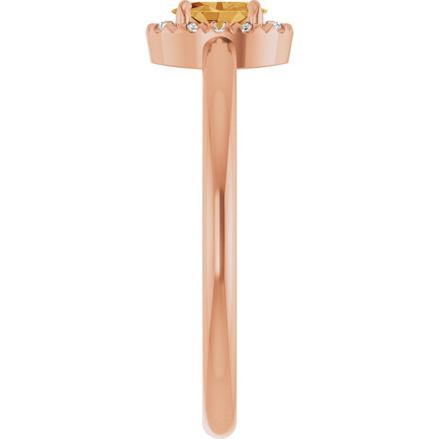 14K Rose Natural Citrine & .05 CTW Natural Diamond French-Set Halo-Style Ring