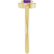 14K Yellow Natural Amethyst & .05 CTW Natural Diamond French-Set Halo-Style Ring