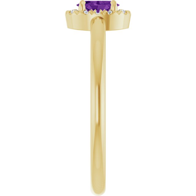 14K Yellow Natural Amethyst & .05 CTW Natural Diamond French-Set Halo-Style Ring