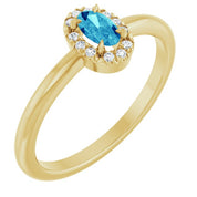 14K Yellow Natural Blue Zircon & .05 CTW Natural Diamond French-Set Halo-Style Ring