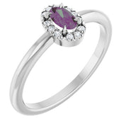Sterling Silver Lab-Grown Alexandrite & .05 CTW Natural Diamond French-Set Halo-Style Ring