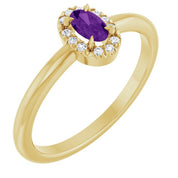 14K Yellow Natural Amethyst & .05 CTW Natural Diamond French-Set Halo-Style Ring