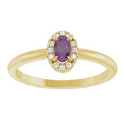 14K Yellow Lab-Grown Alexandrite & .05 CTW Natural Diamond French-Set Halo-Style Ring