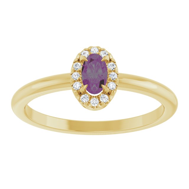 14K Yellow Lab-Grown Alexandrite & .05 CTW Natural Diamond French-Set Halo-Style Ring