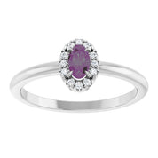 Sterling Silver Lab-Grown Alexandrite & .05 CTW Natural Diamond French-Set Halo-Style Ring