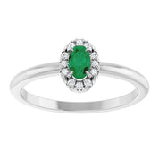 Platinum Lab-Grown Emerald & .05 CTW Natural Diamond French-Set Halo-Style Ring