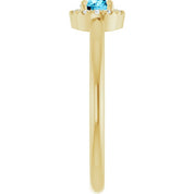 14K Yellow Natural Aquamarine & .05 CTW Natural Diamond French-Set Halo-Style Ring