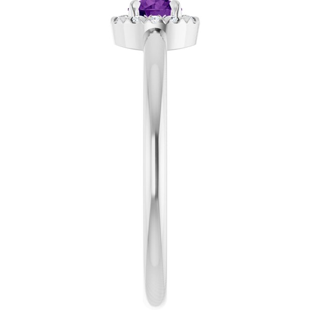 Sterling Silver Natural Amethyst & .05 CTW Natural Diamond French-Set Halo-Style Ring