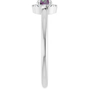 Sterling Silver Lab-Grown Alexandrite & .05 CTW Natural Diamond French-Set Halo-Style Ring