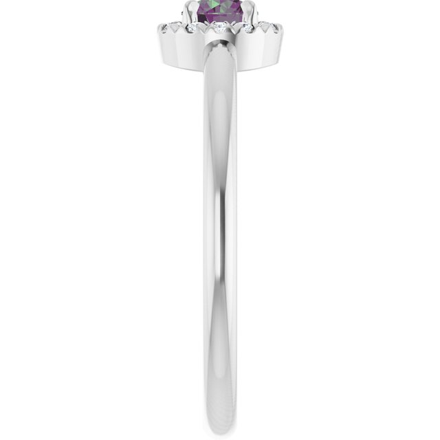 Sterling Silver Lab-Grown Alexandrite & .05 CTW Natural Diamond French-Set Halo-Style Ring