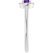 14K White Natural Amethyst & .05 CTW Natural Diamond French-Set Halo-Style Ring