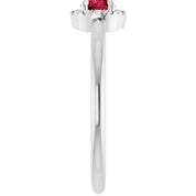 Sterling Silver Lab-Grown Ruby & .05 CTW Natural Diamond French-Set Halo-Style Ring