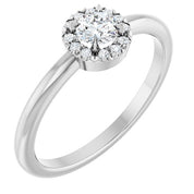 14K White 1/4 CTW Natural Diamond French-Set Halo-Style Ring