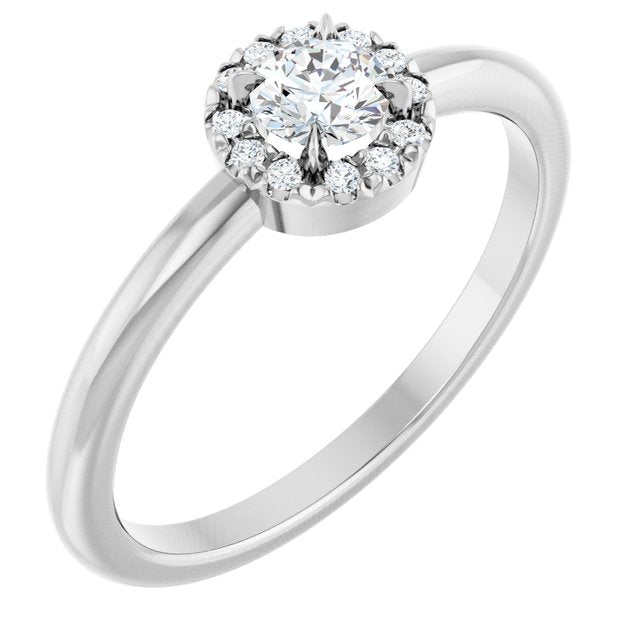 14K White 1/4 CTW Natural Diamond French-Set Halo-Style Ring