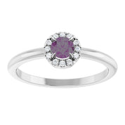 Sterling Silver Lab-Grown Alexandrite & .05 CTW Natural Diamond French-Set Halo-Style Ring