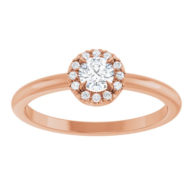 14K Rose 1/4 CTW Natural Diamond French-Set Halo-Style Ring