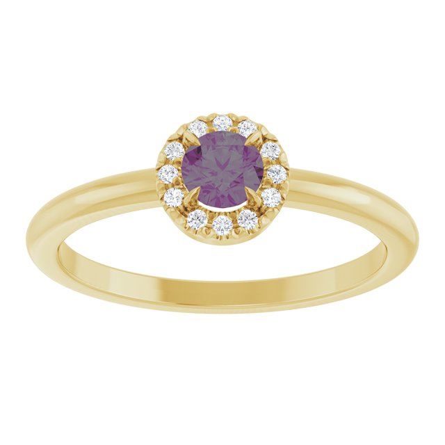 14K Yellow Lab-Grown Alexandrite & .05 CTW Natural Diamond French-Set Halo-Style Ring