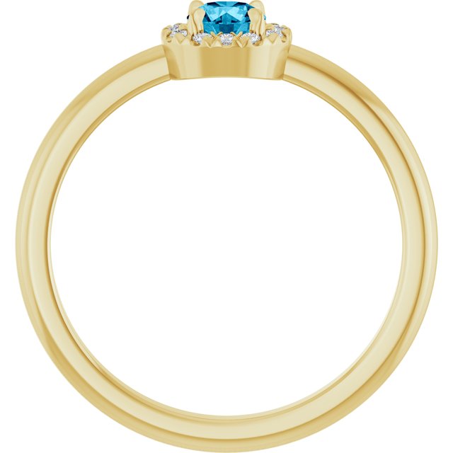 14K Yellow Natural Aquamarine & .05 CTW Natural Diamond French-Set Halo-Style Ring