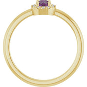 14K Yellow Lab-Grown Alexandrite & .05 CTW Natural Diamond French-Set Halo-Style Ring
