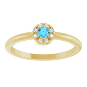14K Yellow Natural Aquamarine & .03 CTW Natural Diamond French-Set Halo-Style Ring