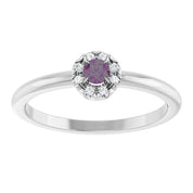 Sterling Silver Lab-Grown Alexandrite & .03 CTW Natural Diamond French-Set Halo-Style Ring