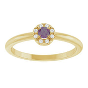 14K Yellow Lab-Grown Alexandrite & .03 CTW Natural Diamond French-Set Halo-Style Ring