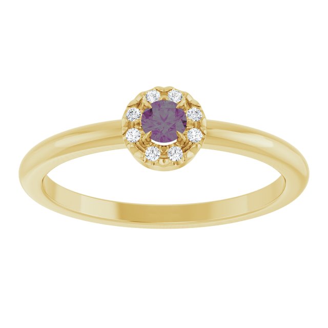 14K Yellow Lab-Grown Alexandrite & .03 CTW Natural Diamond French-Set Halo-Style Ring
