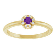 14K Yellow Natural Amethyst & .03 CTW Natural Diamond French-Set Halo-Style Ring