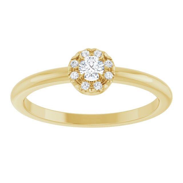 14K Yellow Natural White Sapphire & .03 CTW Natural Diamond French-Set Halo-Style Ring