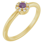 14K Yellow Lab-Grown Alexandrite & .03 CTW Natural Diamond French-Set Halo-Style Ring