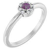 Sterling Silver Lab-Grown Alexandrite & .03 CTW Natural Diamond French-Set Halo-Style Ring