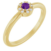 14K Yellow Natural Amethyst & .03 CTW Natural Diamond French-Set Halo-Style Ring