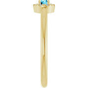 14K Yellow Natural Aquamarine & .03 CTW Natural Diamond French-Set Halo-Style Ring