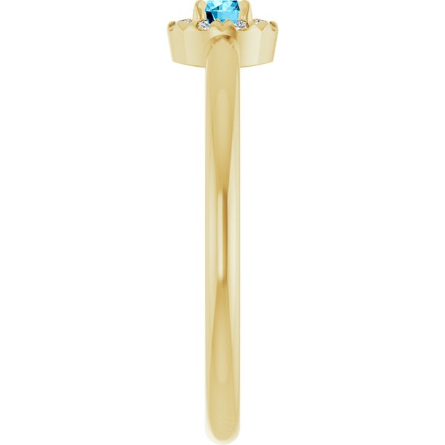 14K Yellow Natural Aquamarine & .03 CTW Natural Diamond French-Set Halo-Style Ring