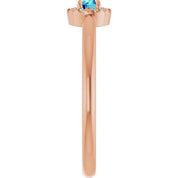 14K Rose Natural Blue Zircon & .03 CTW Natural Diamond French-Set Halo-Style Ring