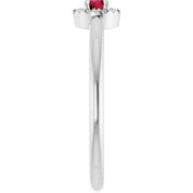 14K White Lab-Grown Ruby & .03 CTW Natural Diamond French-Set Halo-Style Ring