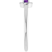 Sterling Silver Natural Amethyst & .03 CTW Natural Diamond French-Set Halo-Style Ring