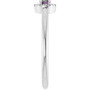 Sterling Silver Lab-Grown Alexandrite & .03 CTW Natural Diamond French-Set Halo-Style Ring